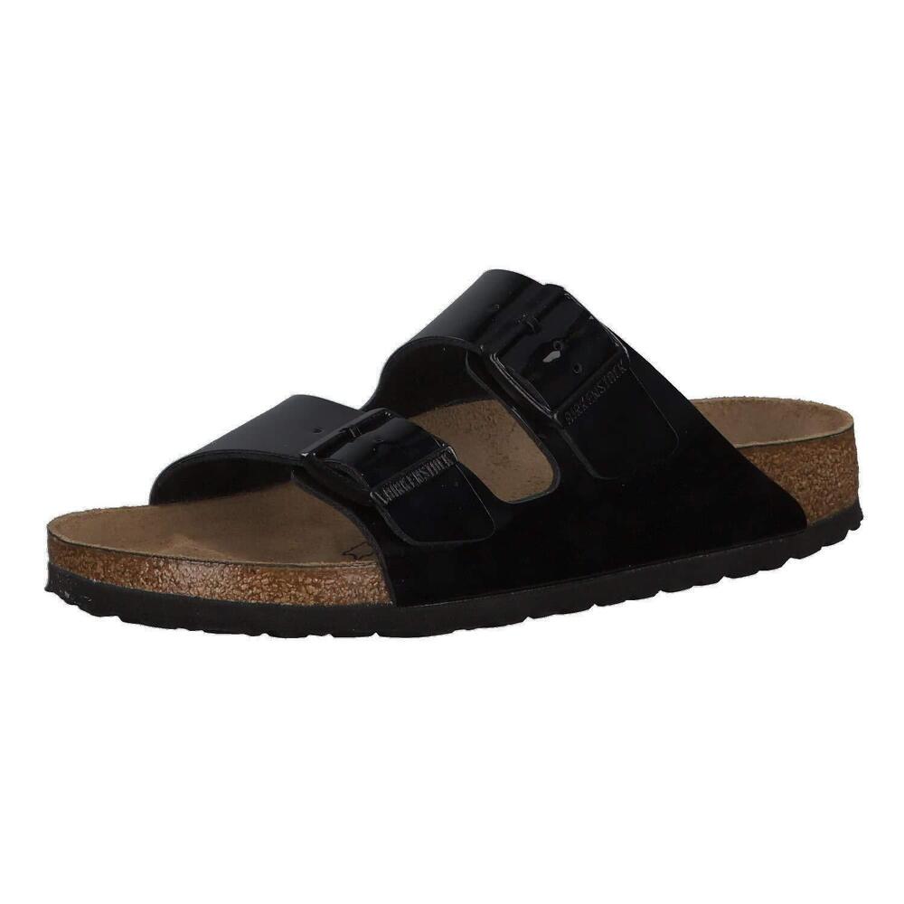 Birkenstock Women's Arizona Birko-Flor Patent Open Toe Sandals, Black Patent